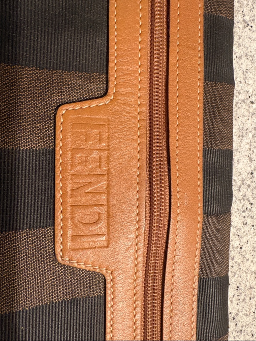 Fendi Brown & Tan Striped Canvas Document/File Carrier - Picture 3 of 4